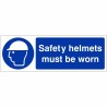 Safety Helmets Must Be Worn Sign 600mm x 200mm - 1mm Rigid Plastic