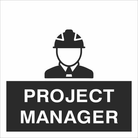 Project Manager Helmet Sticker 55mm x 55mm - Self Adhesive Polyproptiene 