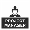 Project Manager Helmet Sticker 55mm x 55mm - Self Adhesive Polyproptiene 