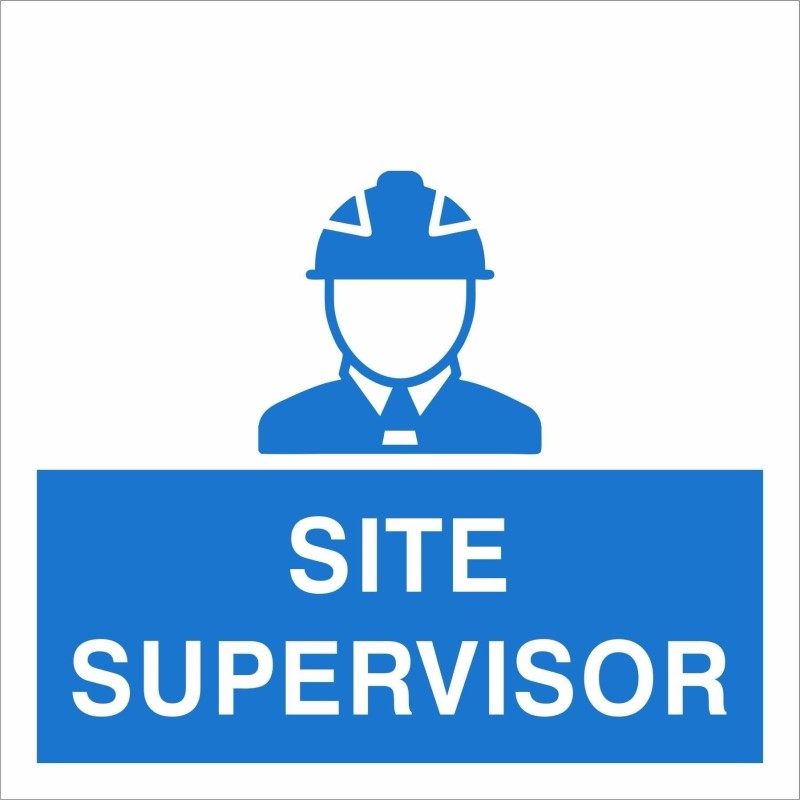 Site Supervisor Helmet Sticker 55mm x 55mm - Self Adhesive Polyproptiene 