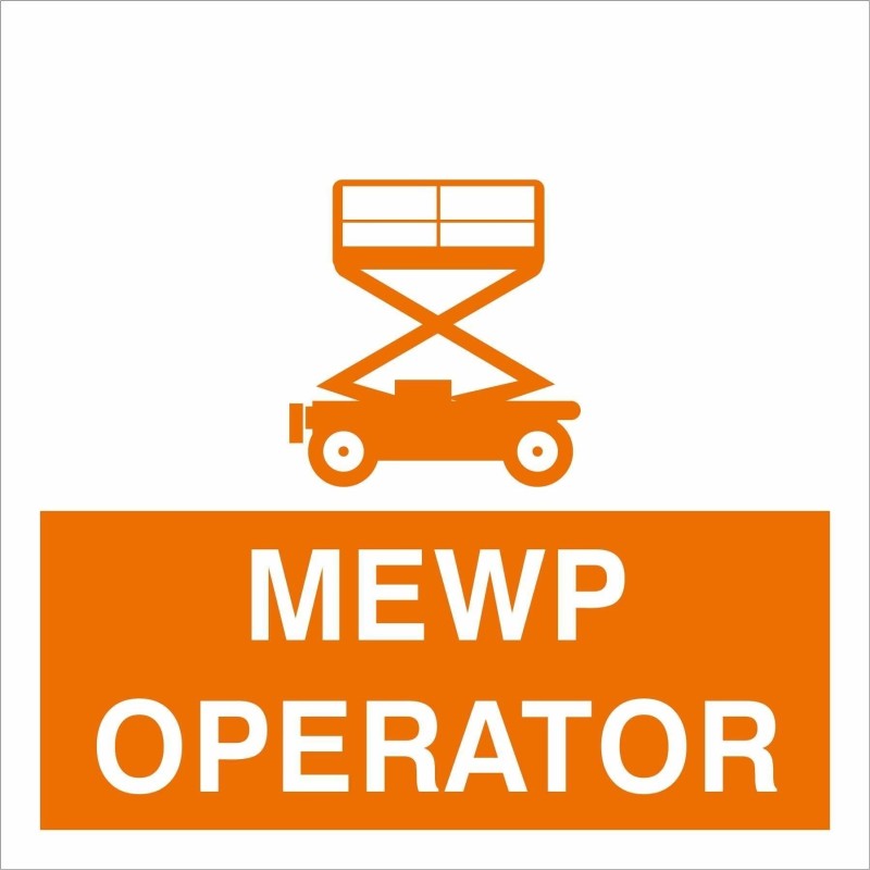 MEWP Operator Helmet Sticker 55mm x 55mm - Self Adhesive Polyproptiene 