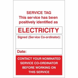 Electricity Service Tag 100mm x 1500mm - 1mm Rigid Plastic