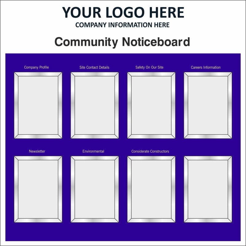 Community Noticeboard With or Without Your Logo 1220mm x 1220mm - 3mm Aluminium Composite