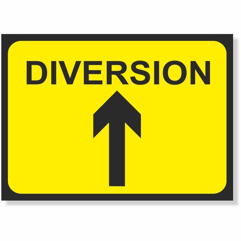 Diversion Arrow Right Road Sign - 1050mm x 750mm