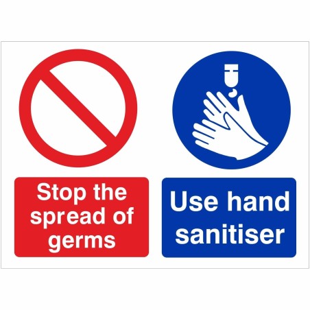 Stop The Spread Of Germs Use Hand Sanitiser Hygiene Sign