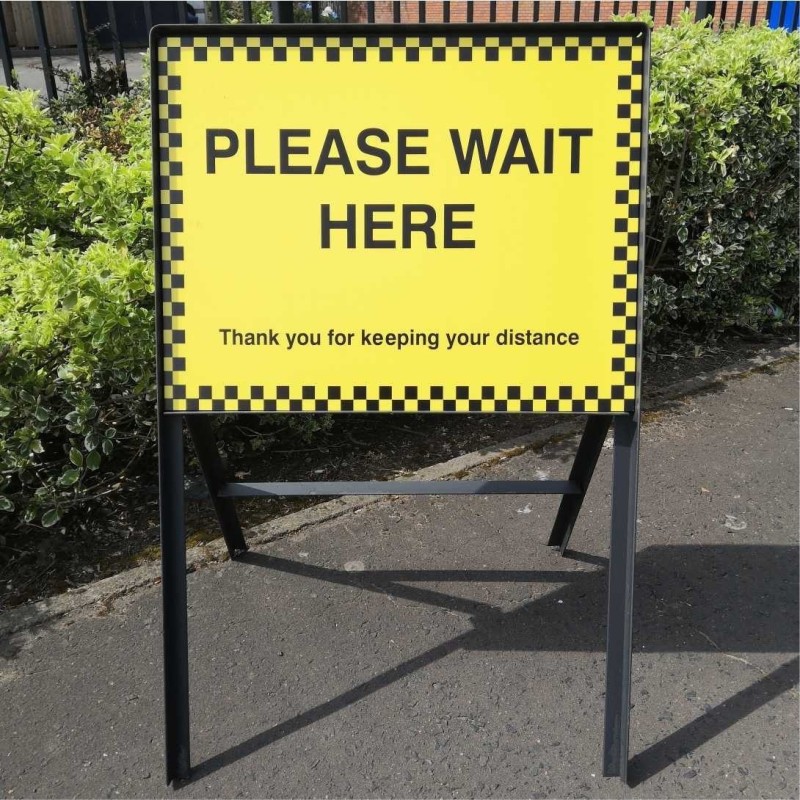 Please Wait Here Sign 600mm x 450mm - Dibond