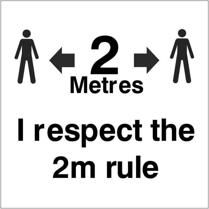 I Respect The 2m Rule Stickers 55mm x 55mm