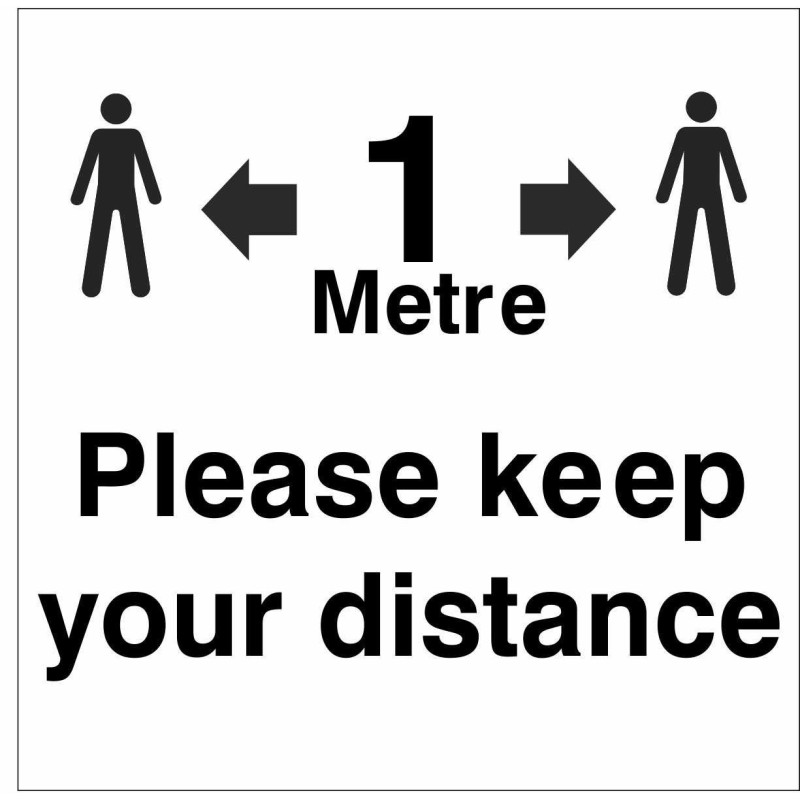 Please Keep Your Distance Stickers 55mm x 55mm - 1 Metre