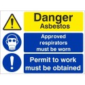 Danger Asbestos Approved Respirators Must Be Worn Sign