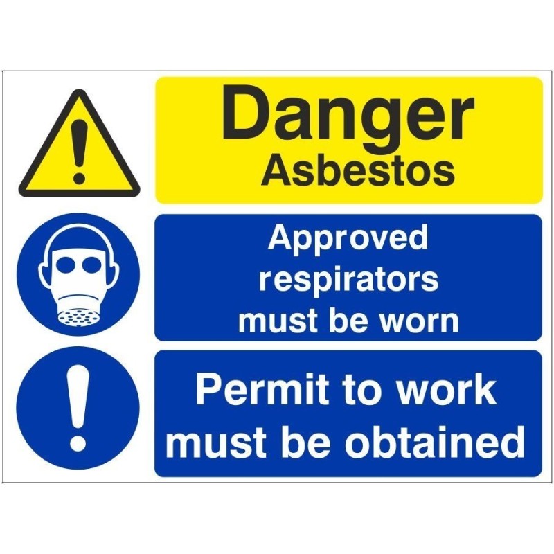 Danger Asbestos Approved Respirators Must Be Worn Sign