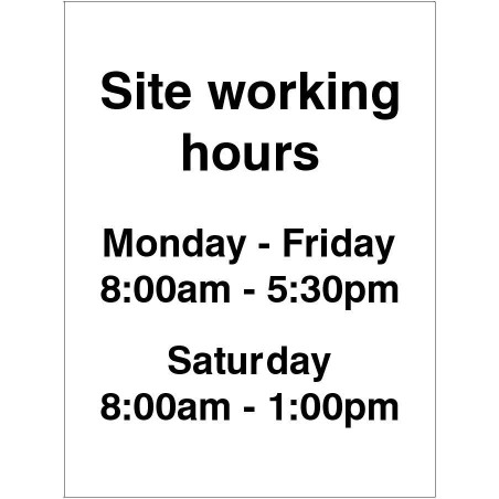 Site Working Hours Sign