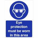 Eye Protection Must Be Worn In This Area Sign