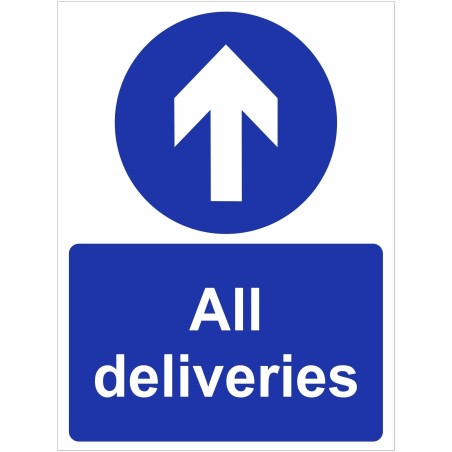 All Deliveries Straight Ahead Sign