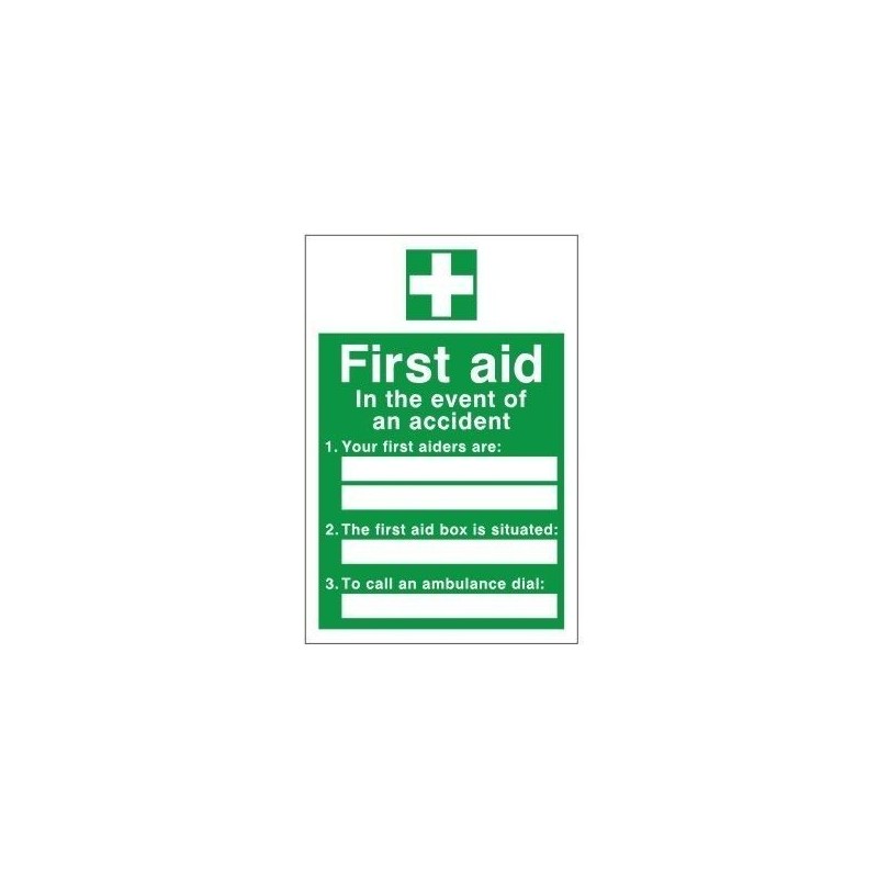 In The Event Of An Accident First Aid Sign 200 x 300mm