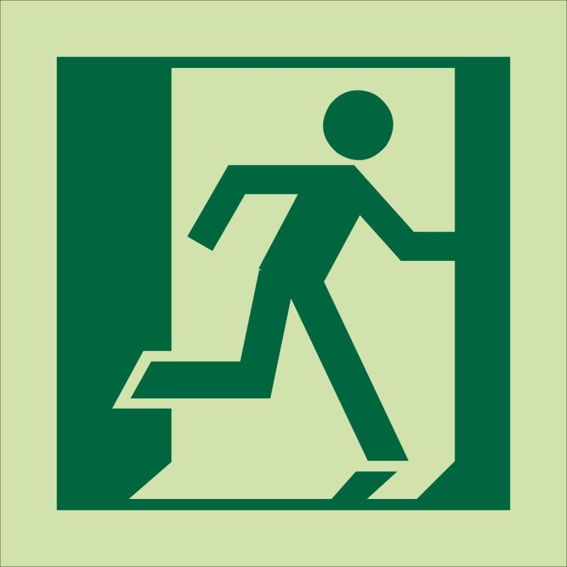 Photoluminescent "Man Running Right" Symbol Sign