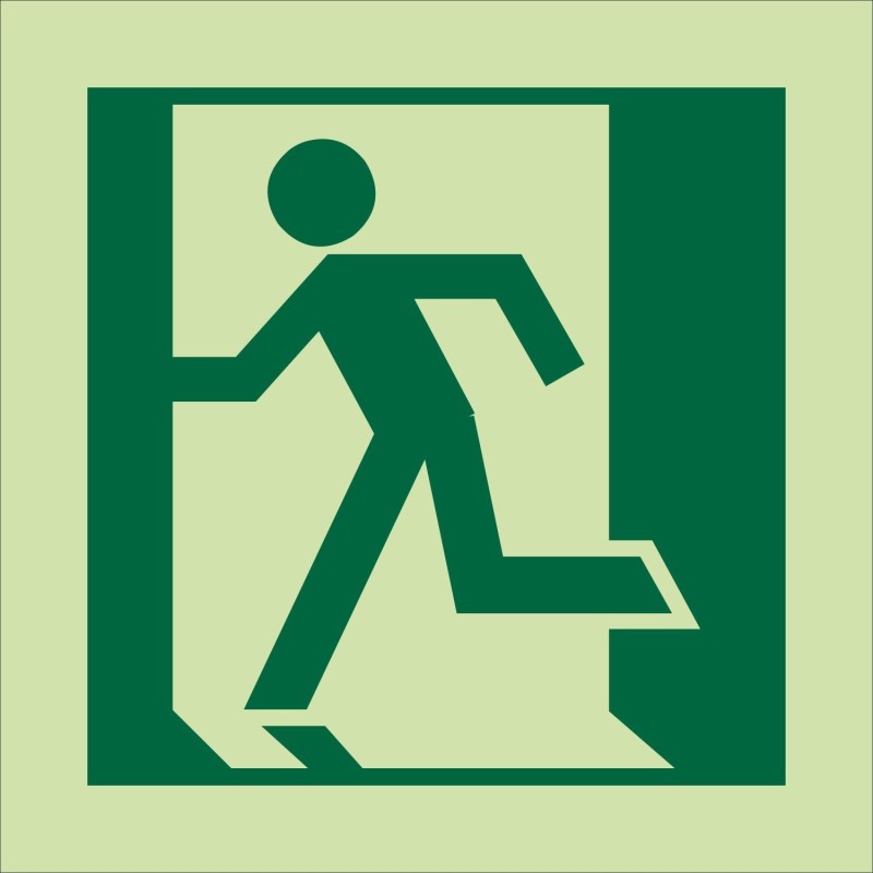 Photoluminescent "Man Running Left" Symbol Sign