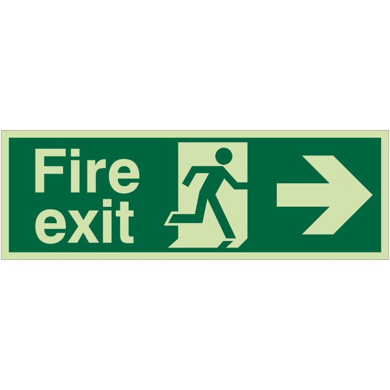 Extra Large Glow in the Dark Fire Exit Left Sign 900mm x 300mm - Rigid Plastic