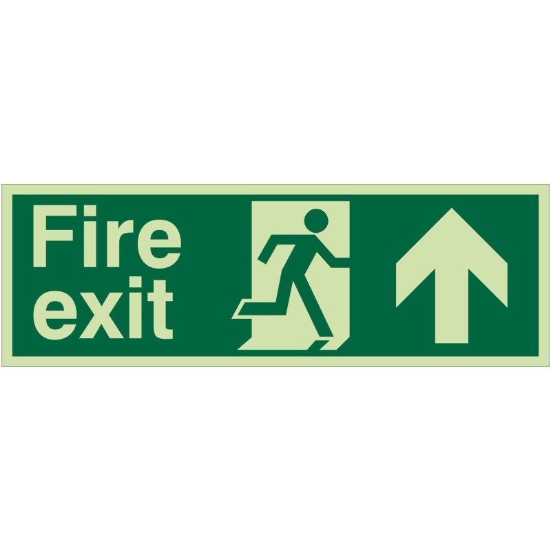 Extra Large Glow in the Dark Fire Exit Left Sign 900mm x 300mm - Rigid Plastic