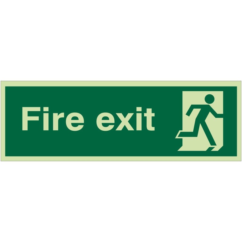 Extra Large Glow in the Dark Fire Exit Left Sign 900mm x 300mm - Rigid Plastic