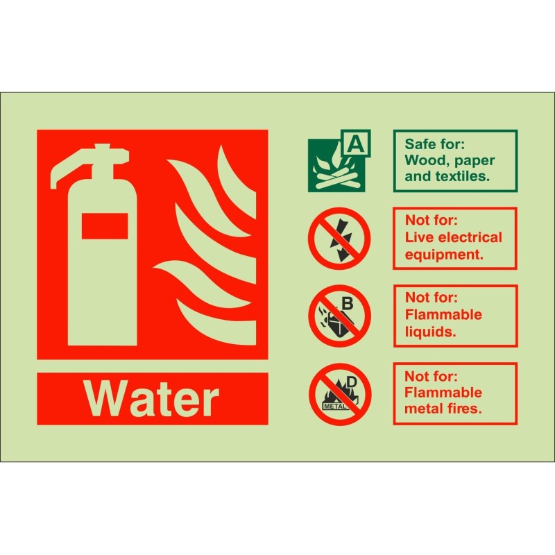 Glow In The Dark Foam Spray Fire Extinguisher Identification Sign 150mm x 100mm