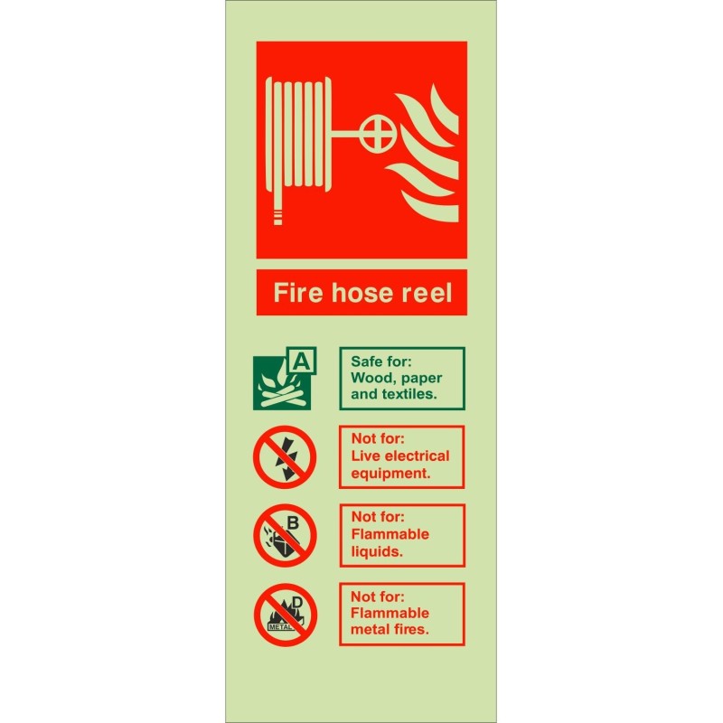 Photoluminescent Fire Hose Reel Sign