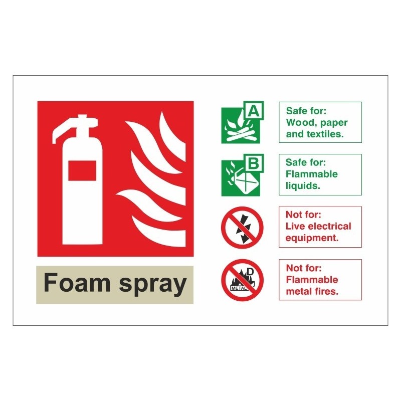 Foam Spray Fire Extinguisher Identification Sign - 150mm x 100mm