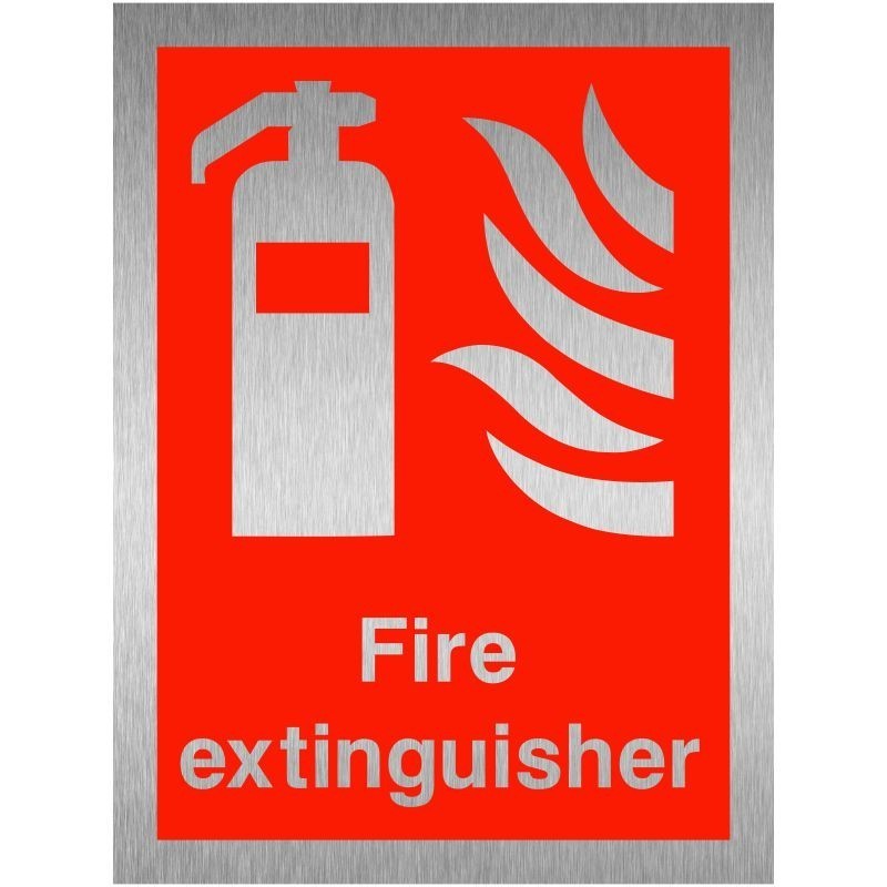 Fire Extinguisher Brushed Aluminium Sign