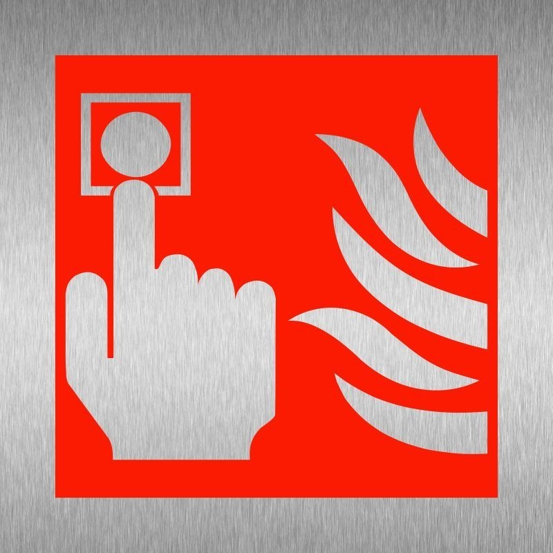 Fire Point Symbol Brushed Aluminium Sign