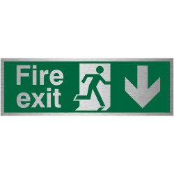 copy of Fire Exit Arrow Left Brushed Aluminium Sign