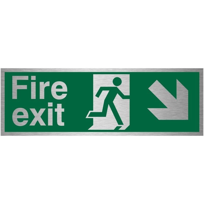 copy of Fire Exit Arrow Left Brushed Aluminium Sign