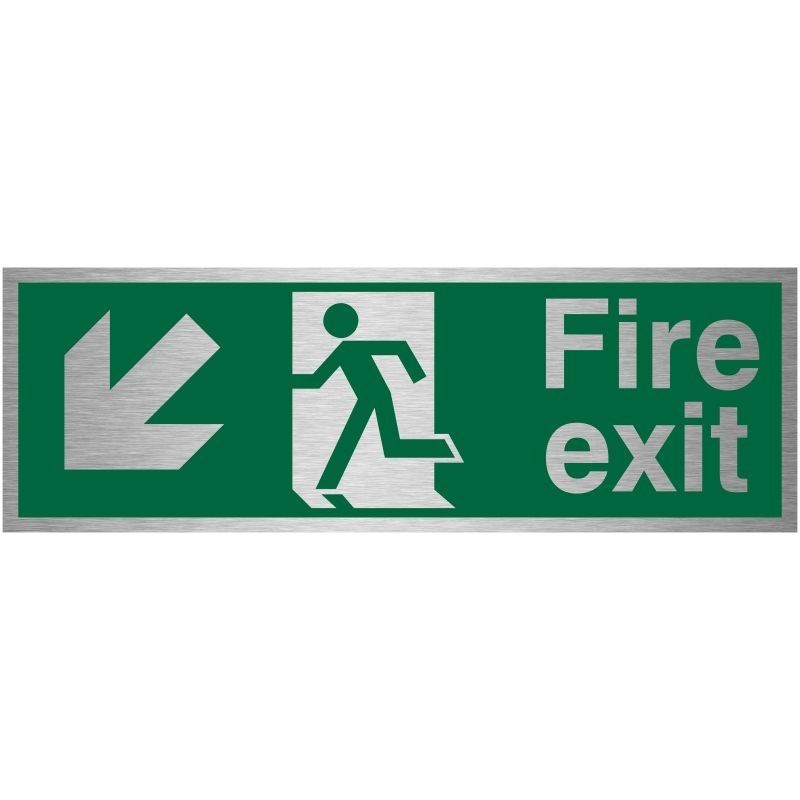 copy of Fire Exit Arrow Left Brushed Aluminium Sign