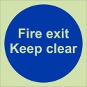 Glow in the Dark Fire Exit Keep Clear Door Sign