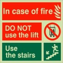 Photoluminescent Fire Action Sign 150mm x 150mm