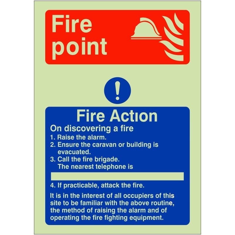 Glow In The Dark Fire Point Fire Action Sign