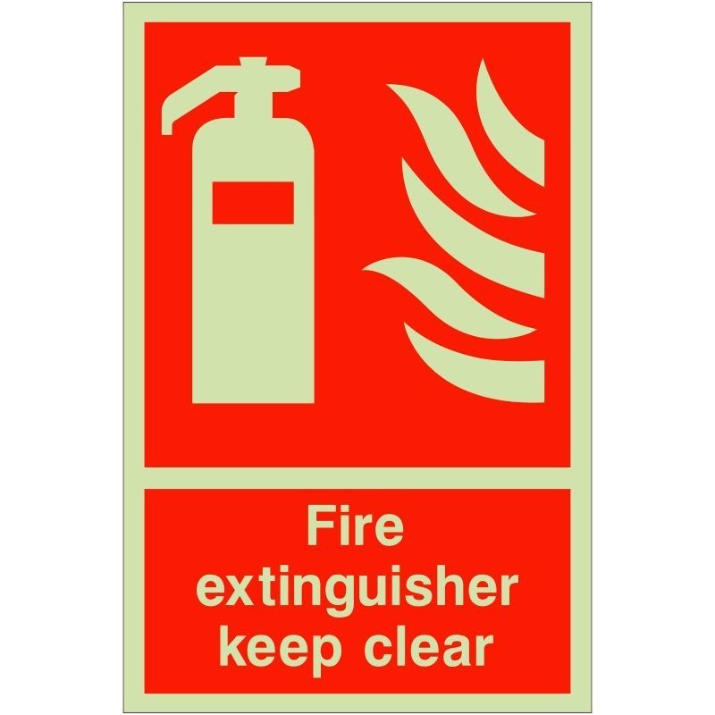 Glow in the Dark Fire Extinguisher Keep Clear Sign