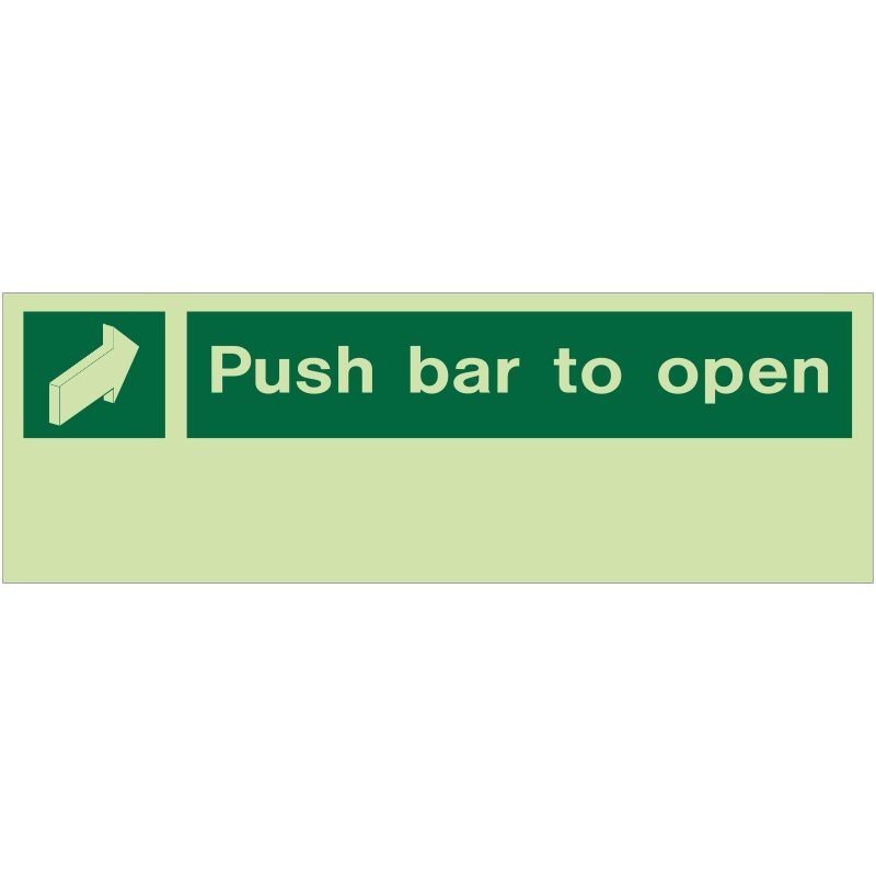 Photoluminescent Push Bar To Open Sign