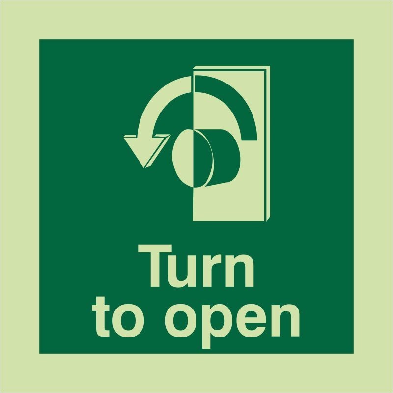 Photoluminescent Turn To Open Arow Left Sign