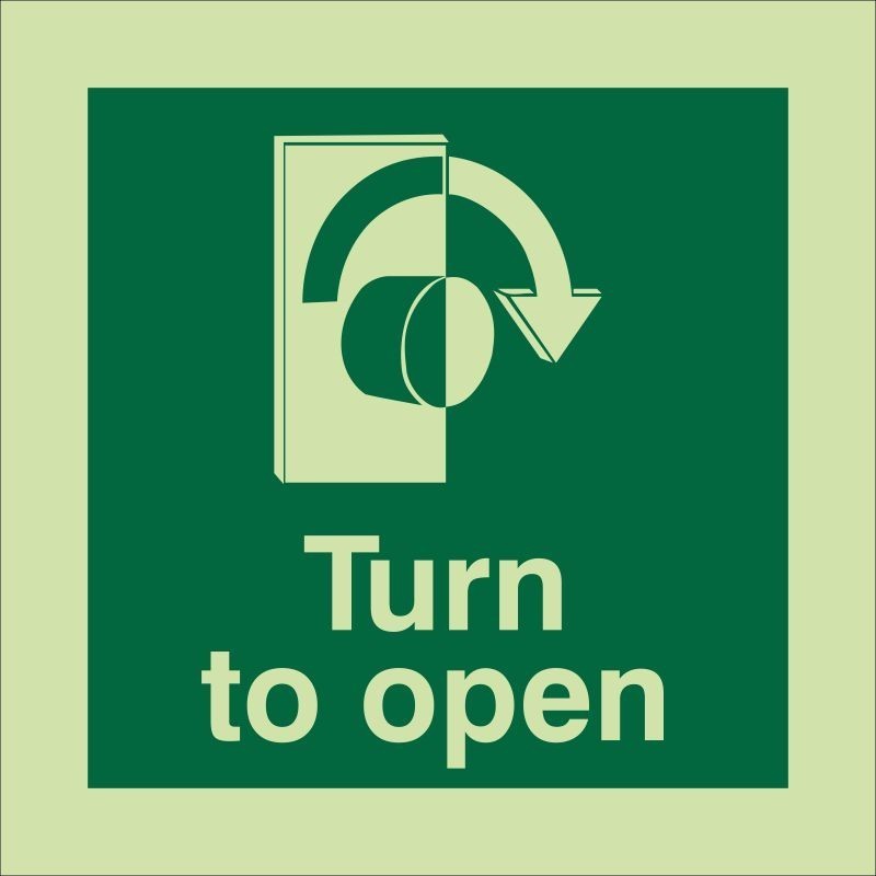 Photoluminescent Turn to Open Arrow Right Sign