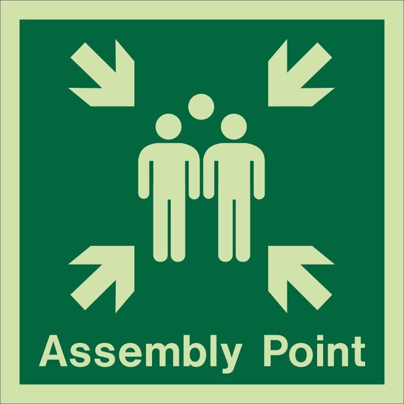 Glow In The Dark Assembly Point Sign 300mm x 300mm