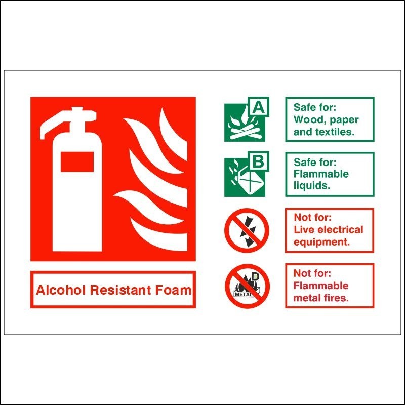 Alcohol Resistant Foam Fire Extinguisher ID Sign