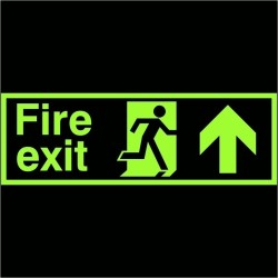 Photoluminescent Fire Exit Arrow Up Sign - Class C