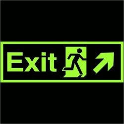 Photoluminescent Exit Arrow Up Right Sign - Class C