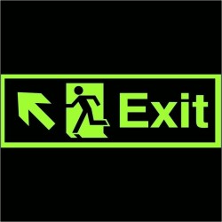 Photoluminescent Exit Arrow Up Left Sign - Class C