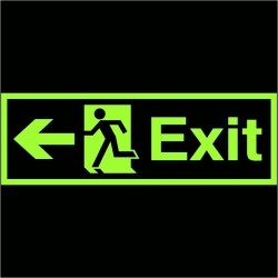 Photoluminescent Exit Arrow Left Sign - Class C