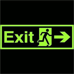 Photoluminescent Exit Arrow Right Sign - Class C