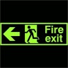 Extra Large Glow in the Dark Fire Exit Left Sign 900mm x 300mm - Rigid Plastic