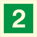 Glow in the Dark Fire Sign 2 showing number 2 on green background
