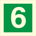 Glow in the dark fire sign 6 with green background and large number 6