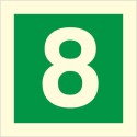 Glow in the dark Number 8 floor identification sign