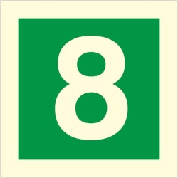 Glow in the dark Number 8 floor identification sign